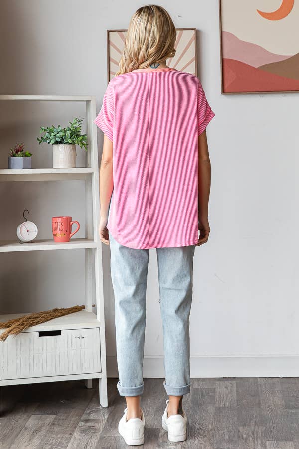 Women's Twist Rib Color Block Knit Top