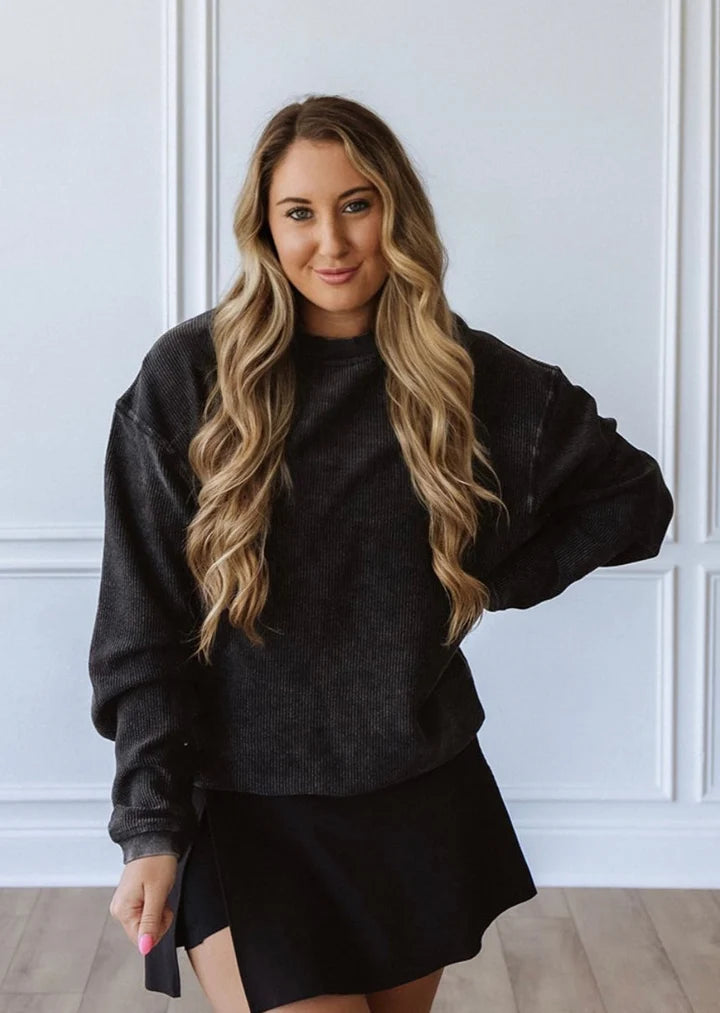 Essential Luxe Corded Crew Sweatshirt