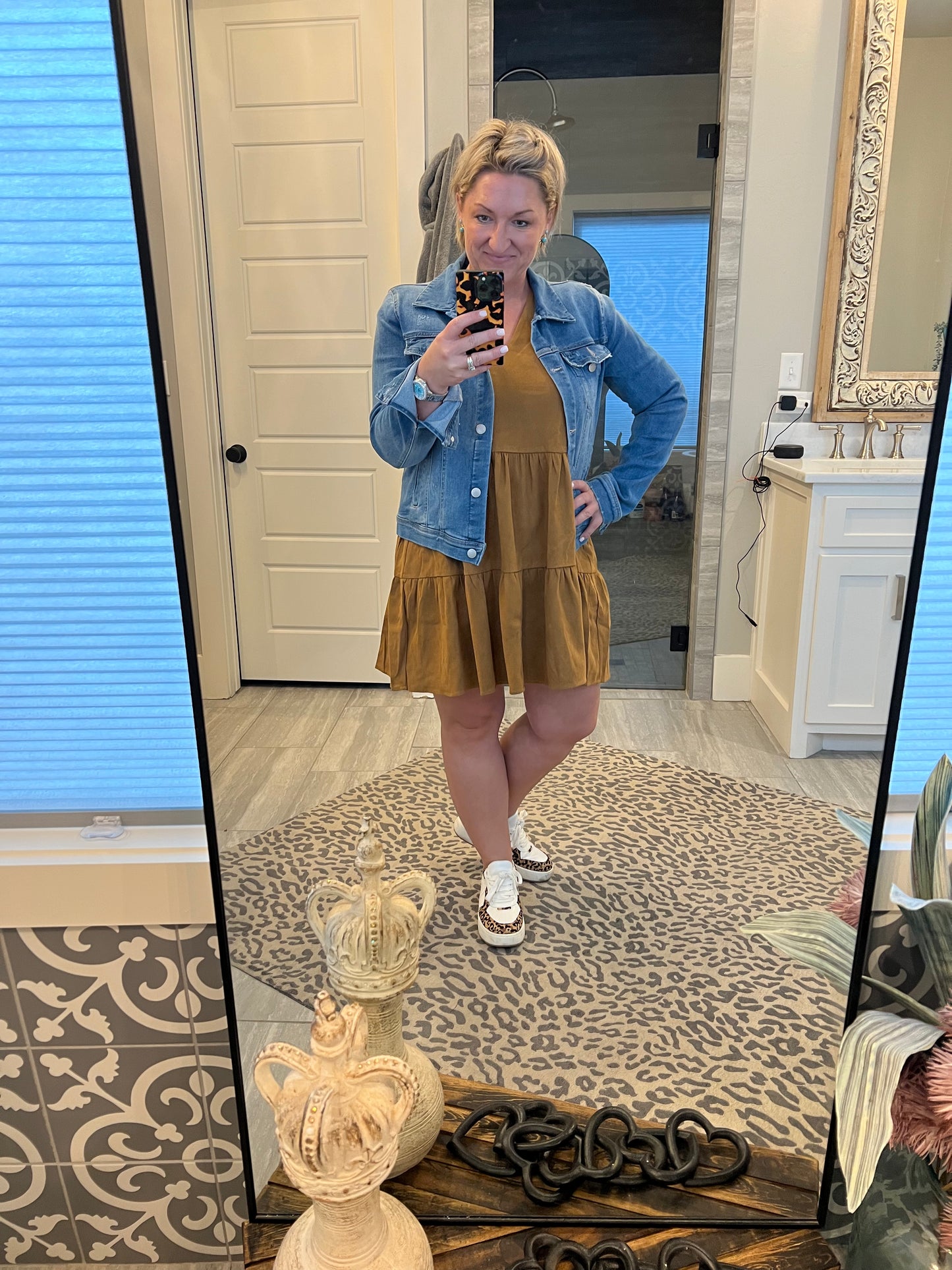 V-Neck Flutter Sleeve Dress