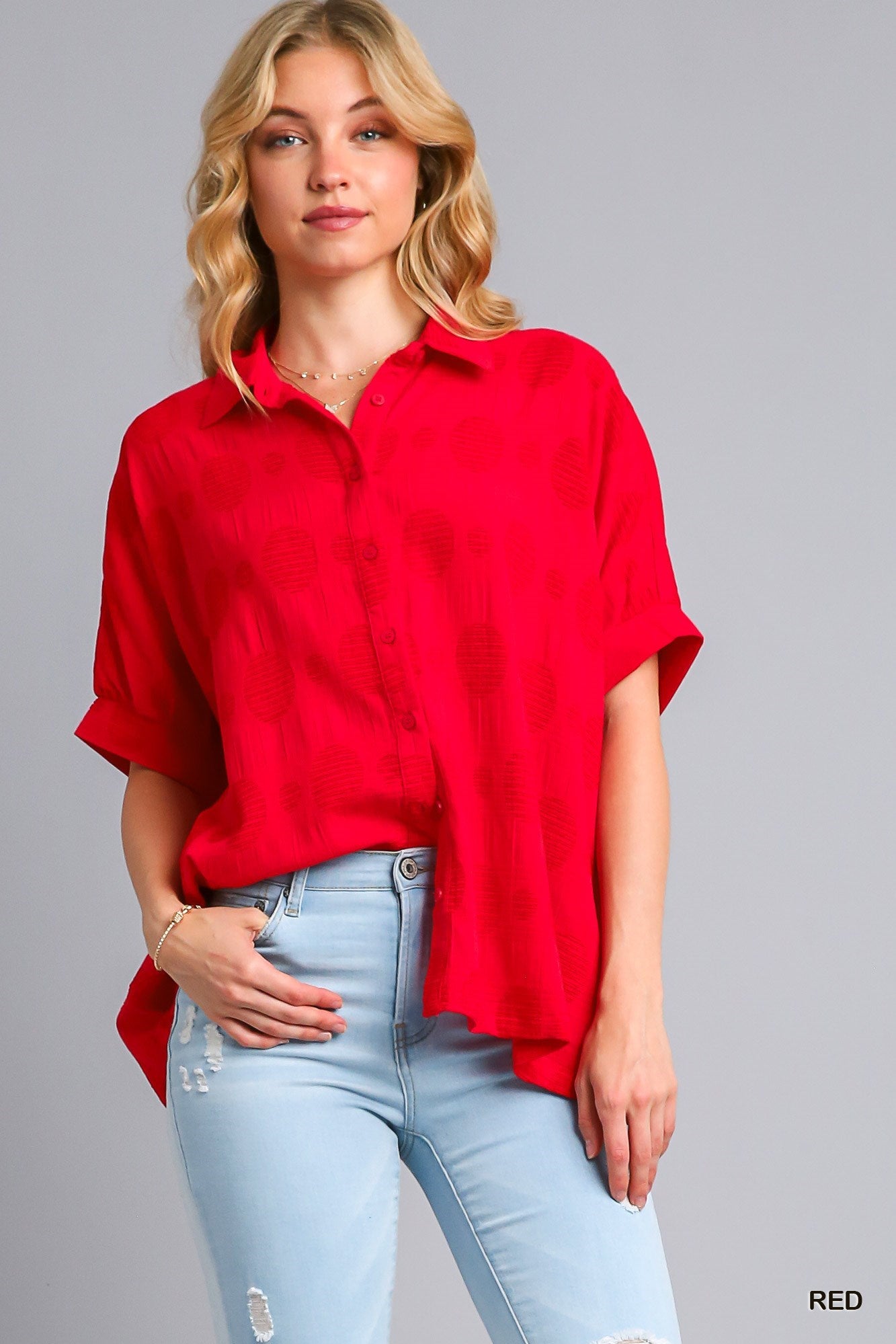 Polka Dot Button Down Top