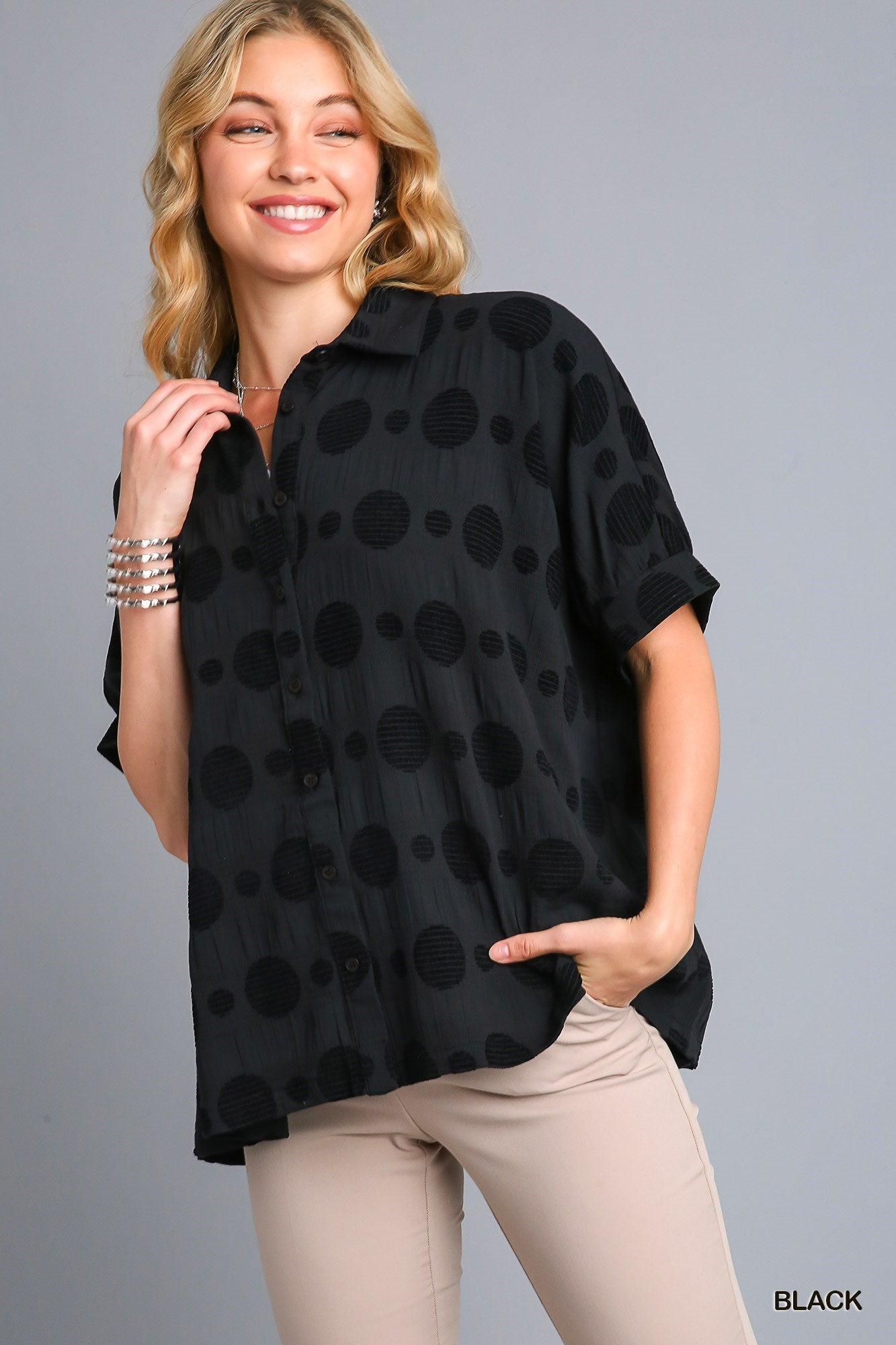 Polka Dot Button Down Top