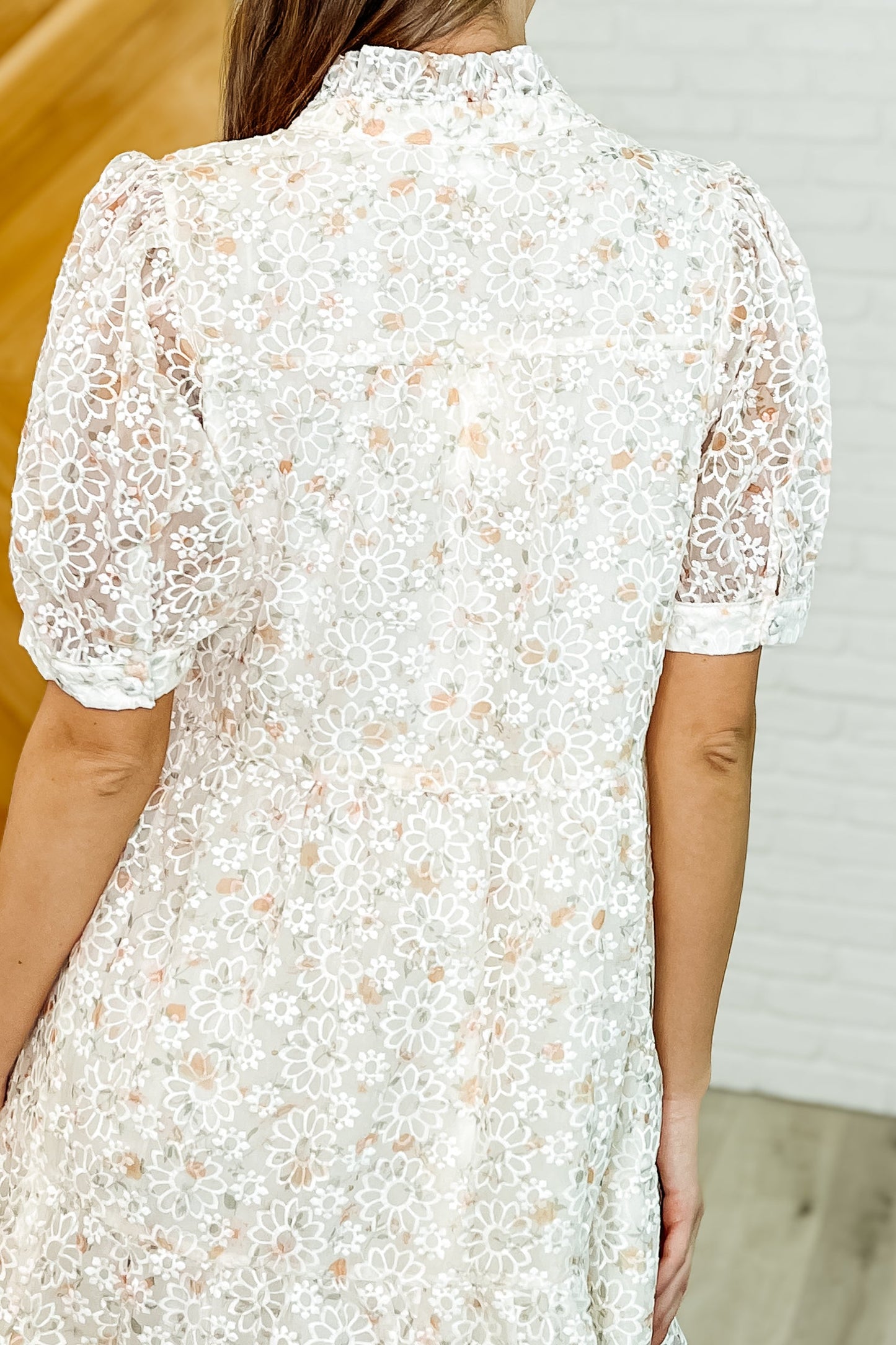 Lace to the Party High Neck Dress in Ivory Multi