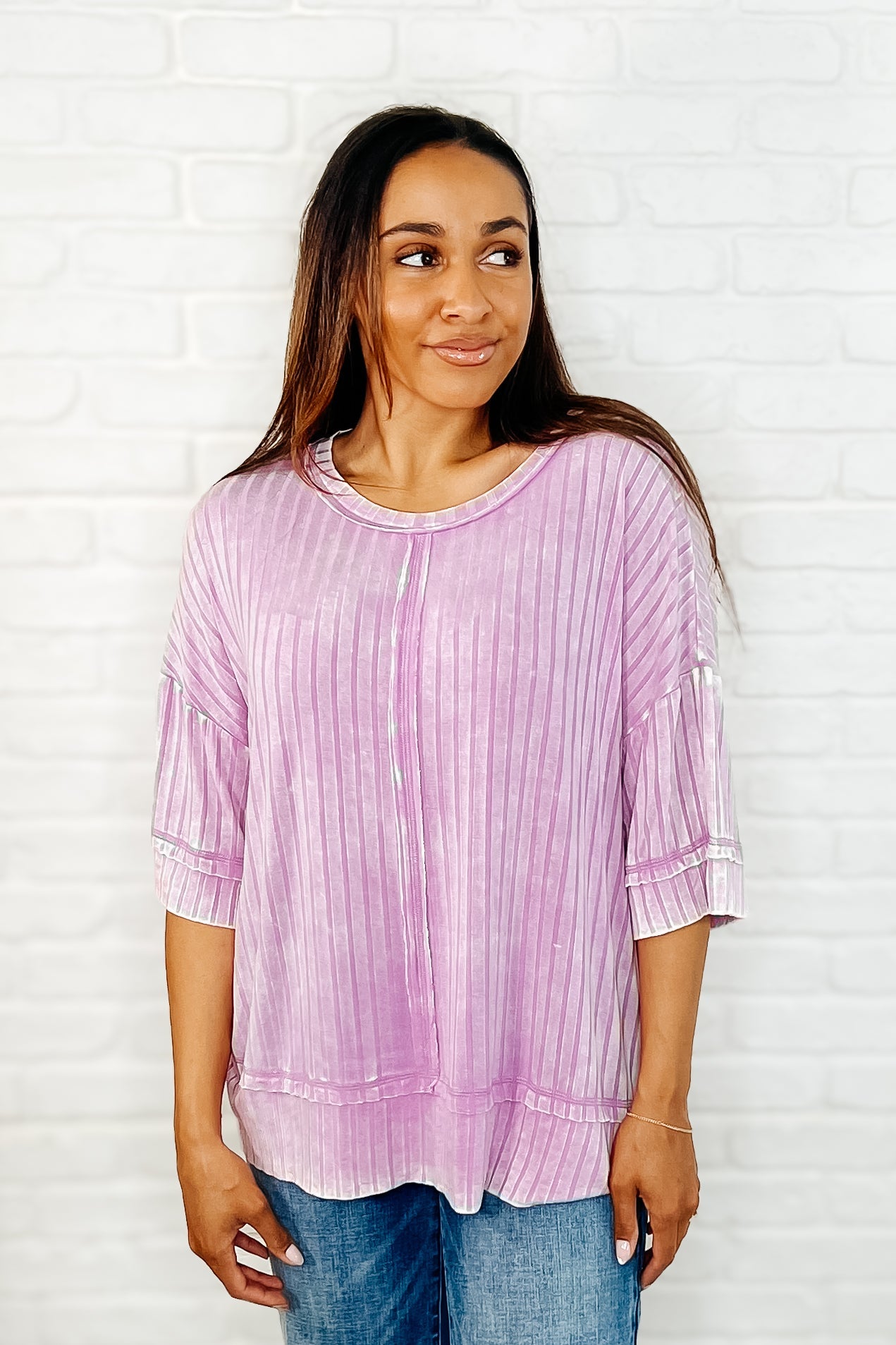 Loosely Speaking Oversized Basic Top in Mauve