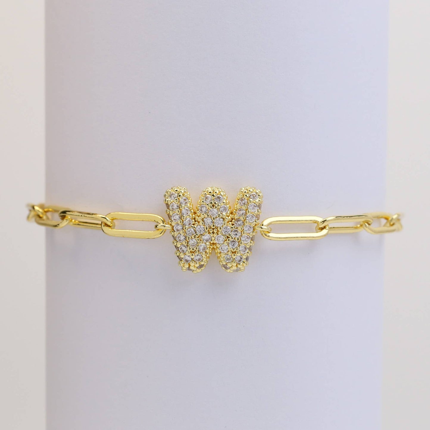 CZ Initial Bubble Balloon Bracelet Gold Filled