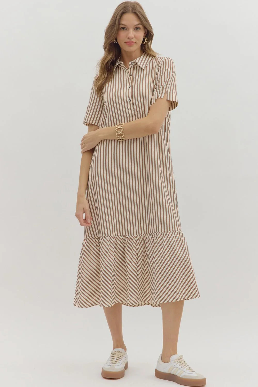 Stripes & Ruffles Midi Dress