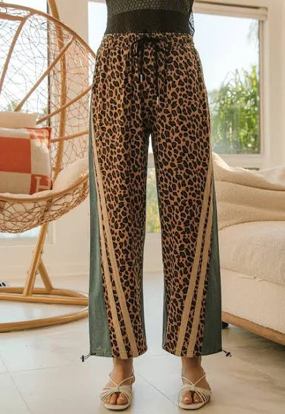 Mix N Match Leopard and Denim Joggers with Stripes