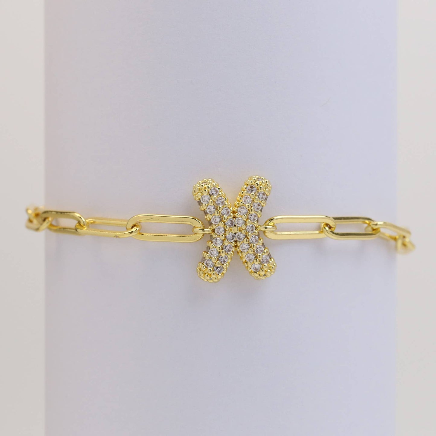 CZ Initial Bubble Balloon Bracelet Gold Filled