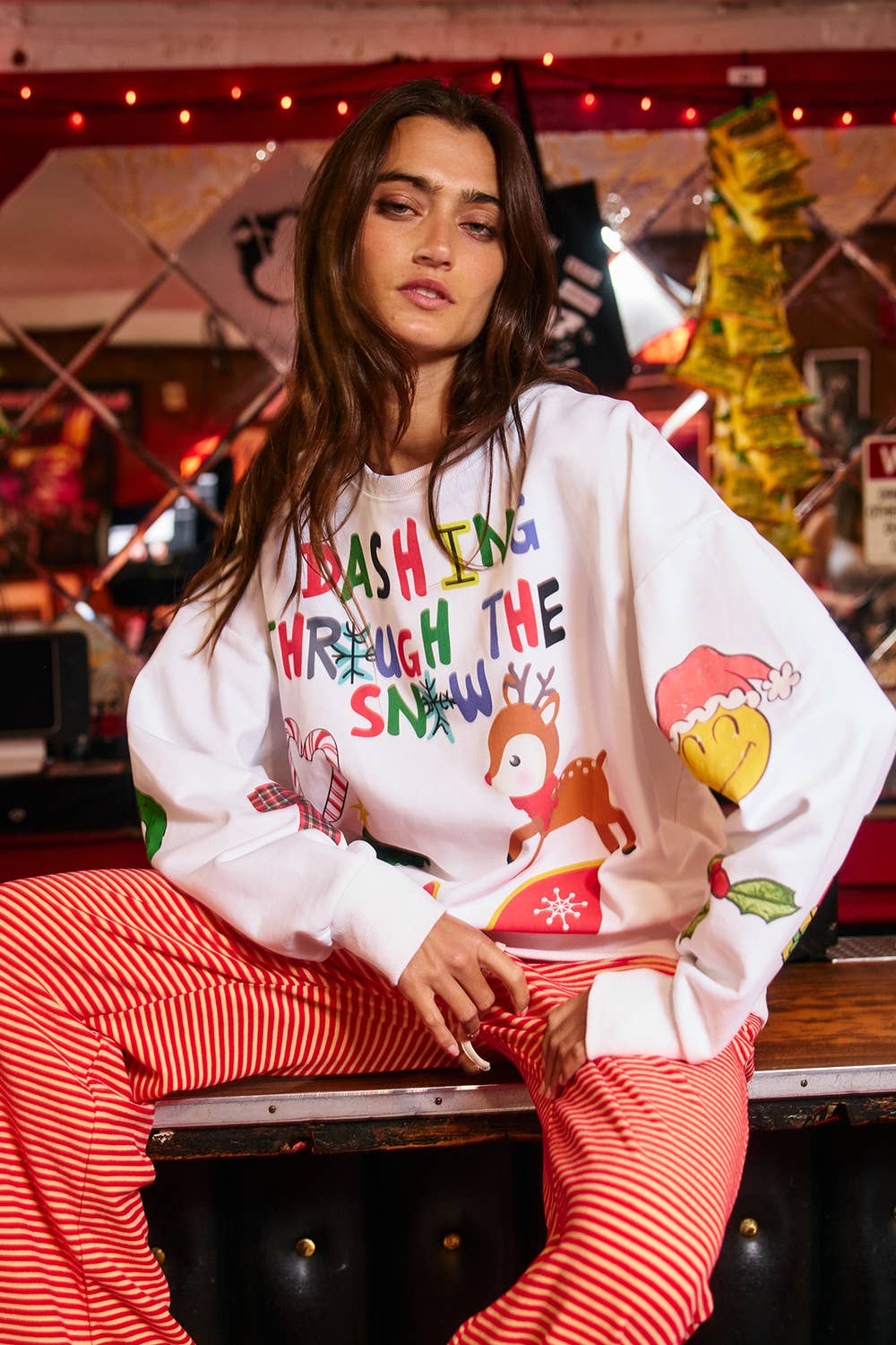 Colorful Christmas Graphic Sweatshirt