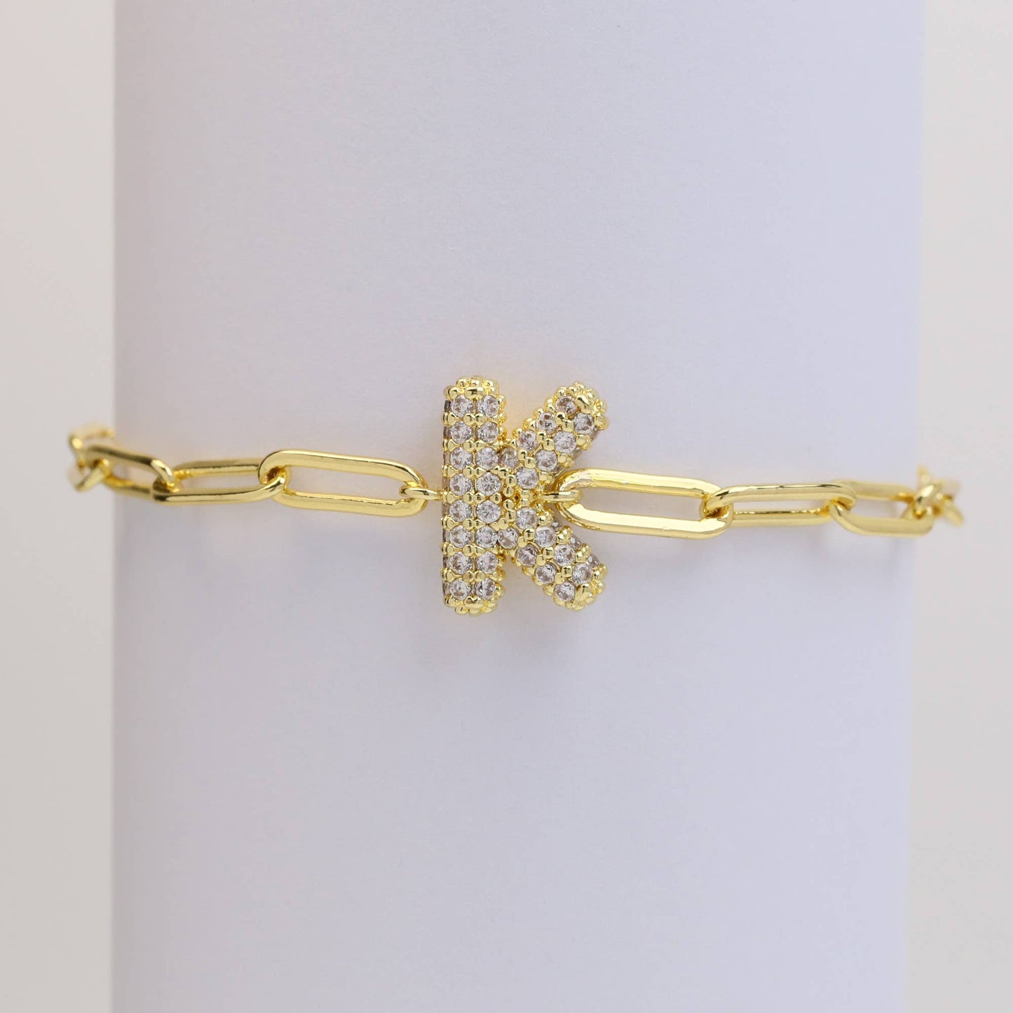 CZ Initial Bubble Balloon Bracelet Gold Filled