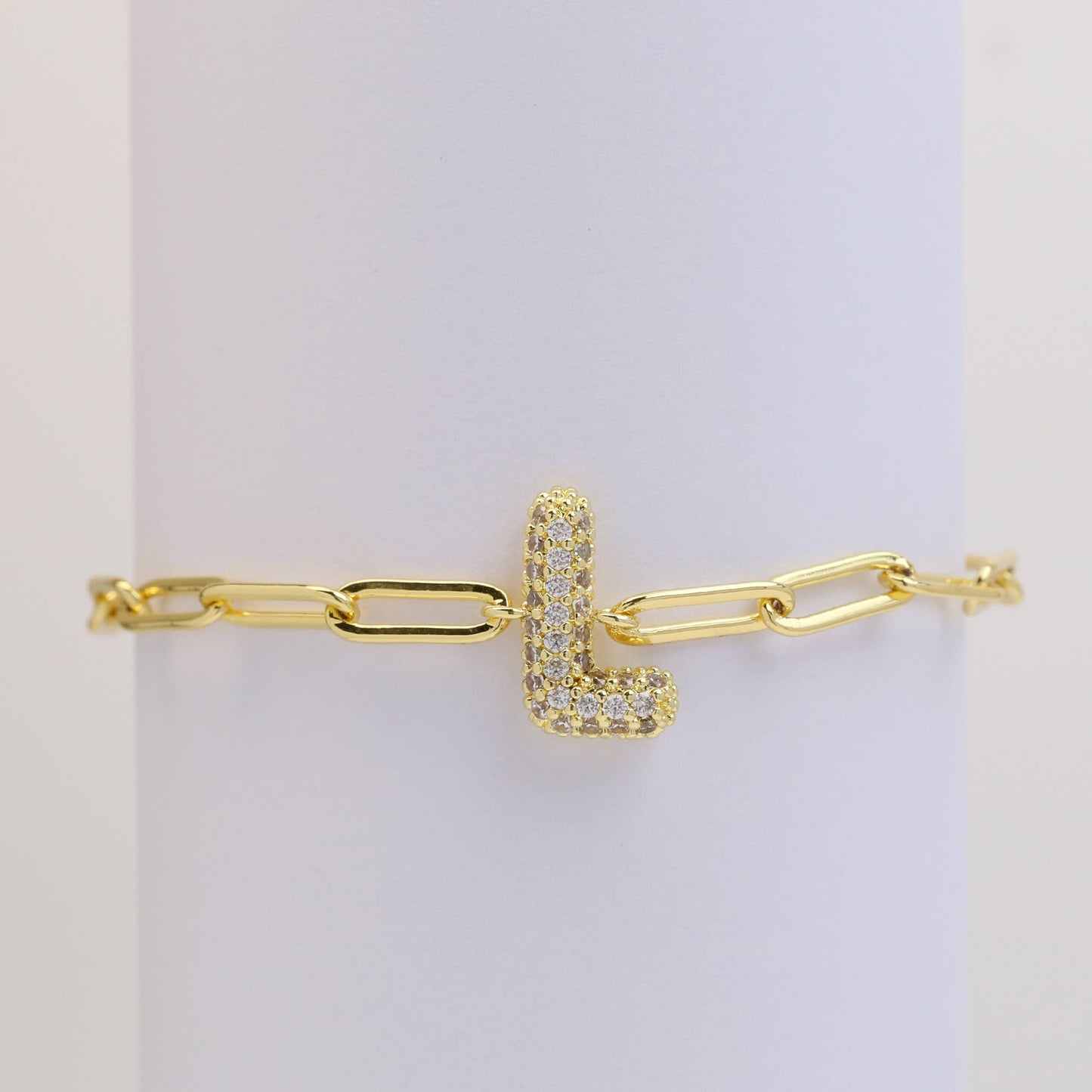 CZ Initial Bubble Balloon Bracelet Gold Filled