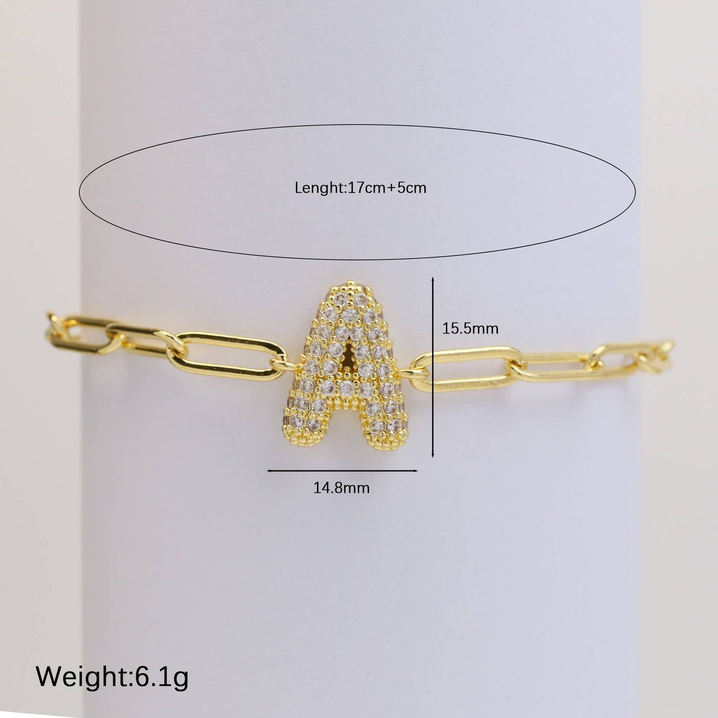 CZ Initial Bubble Balloon Bracelet Gold Filled