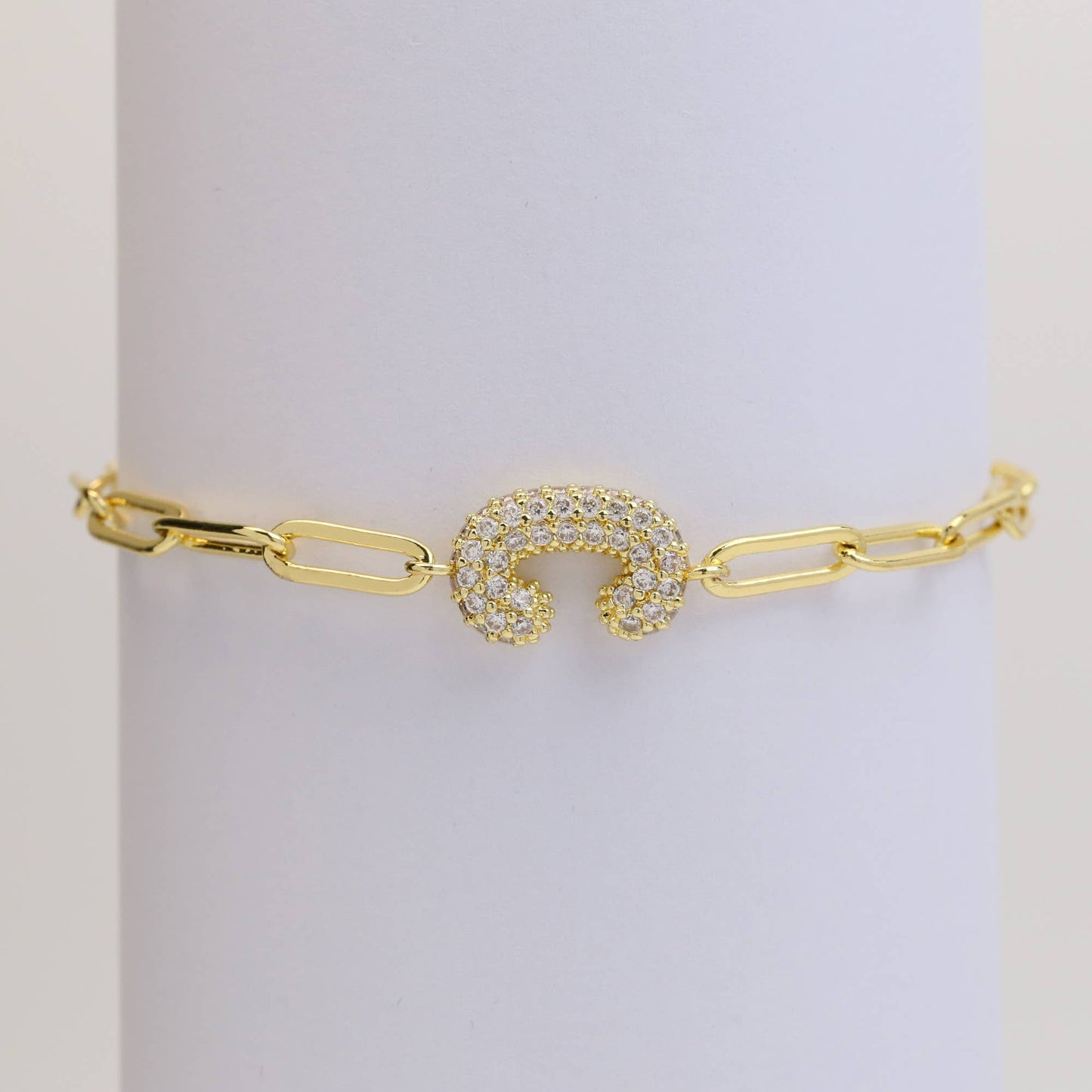 CZ Initial Bubble Balloon Bracelet Gold Filled
