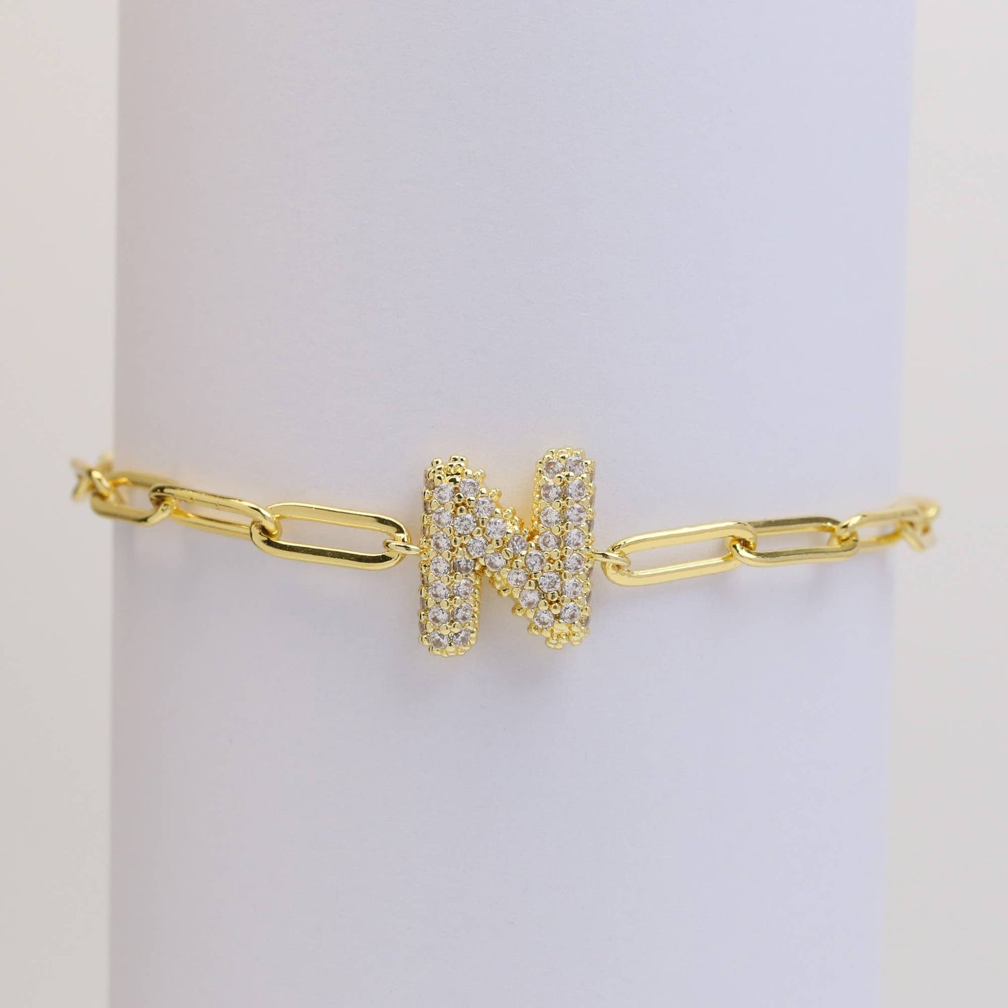 CZ Initial Bubble Balloon Bracelet Gold Filled