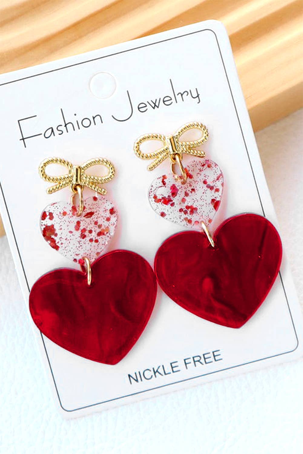 Bow Knot Heart Shape Dangle Earrings