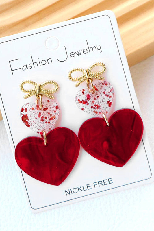 Bow Knot Heart Shape Dangle Earrings