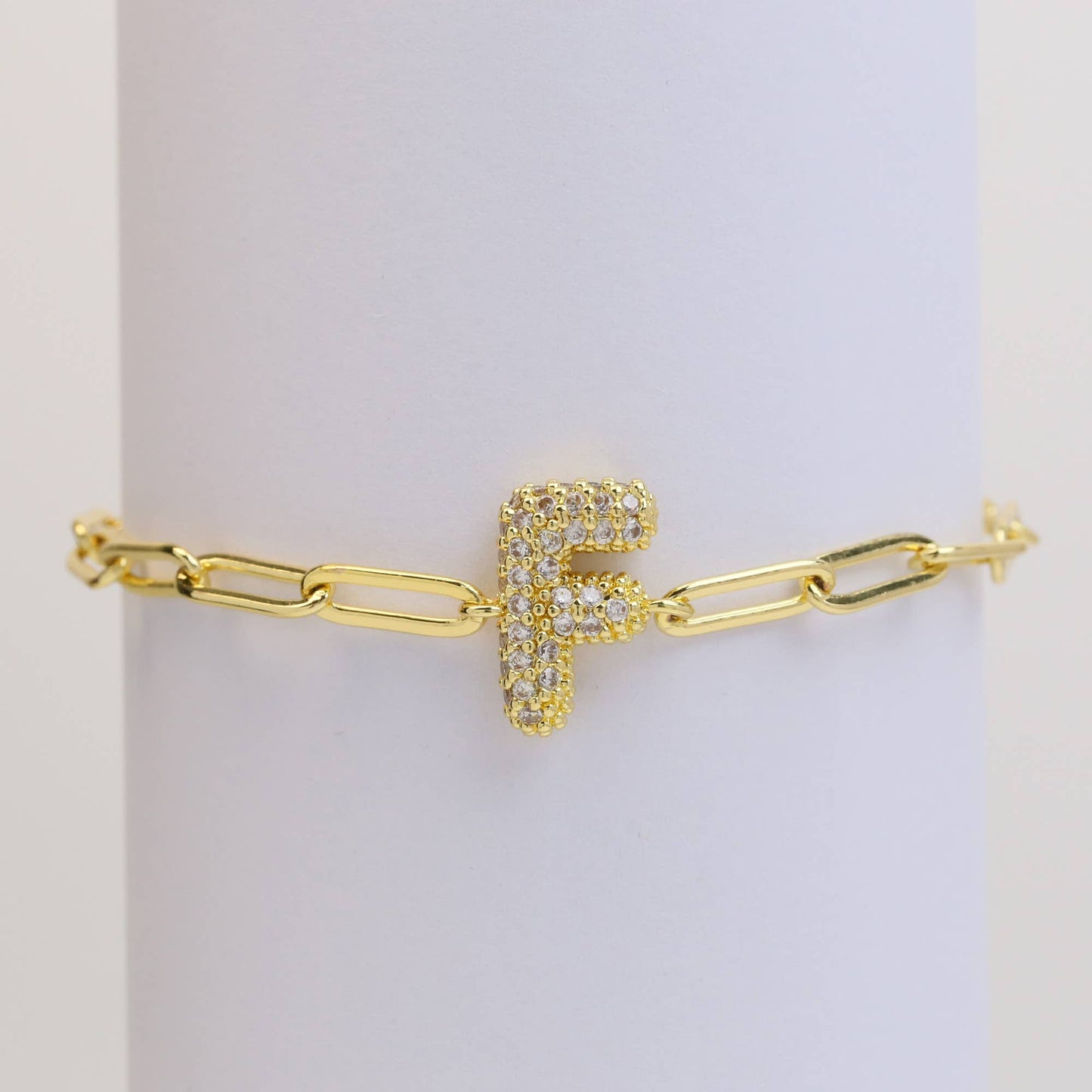 CZ Initial Bubble Balloon Bracelet Gold Filled