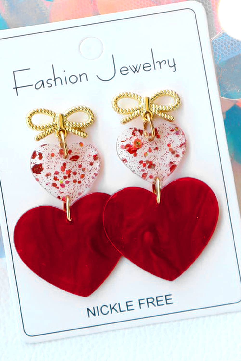 Bow Knot Heart Shape Dangle Earrings