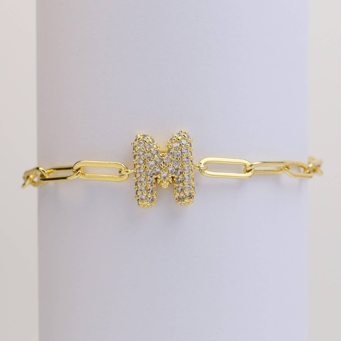 CZ Initial Bubble Balloon Bracelet Gold Filled