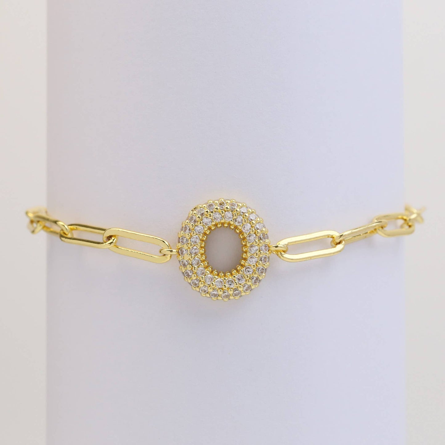 CZ Initial Bubble Balloon Bracelet Gold Filled