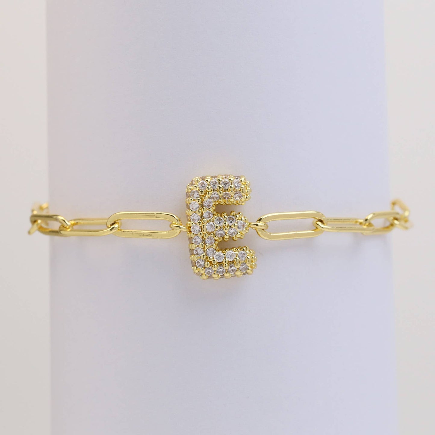 CZ Initial Bubble Balloon Bracelet Gold Filled