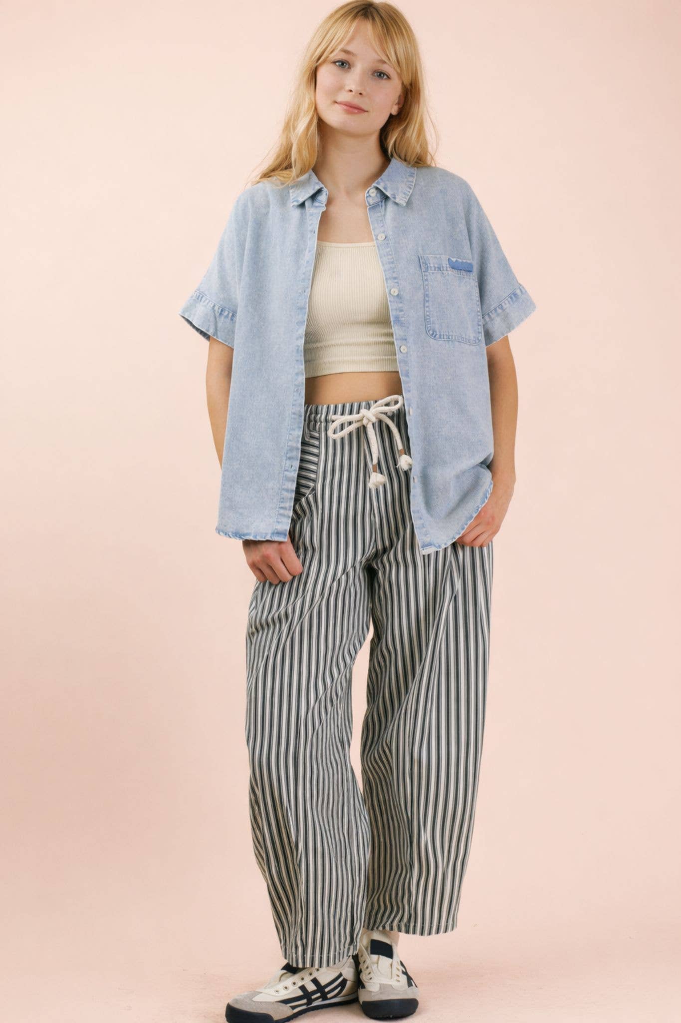 Mineral Washed Chambray Oversized Shirt
