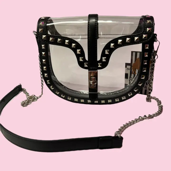 Black and Silver Clear Crossbody Purse