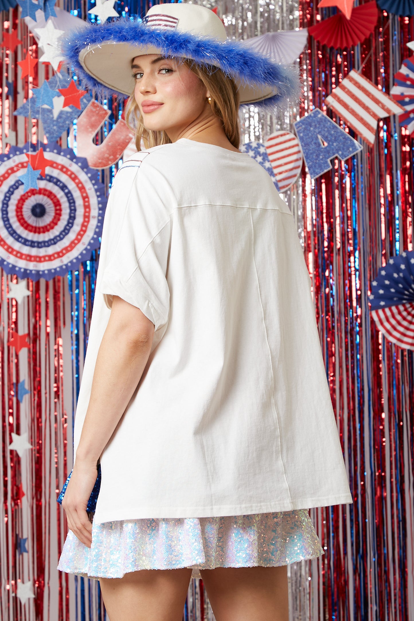 Stars & Stripes Garland Short Sleeve Top
