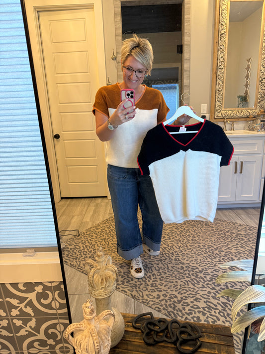 Dynamic Duo V-Neck Sweater Top