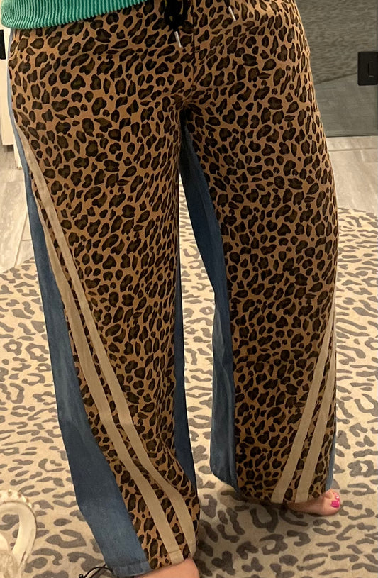 Mix N Match Leopard and Denim Joggers with Stripes