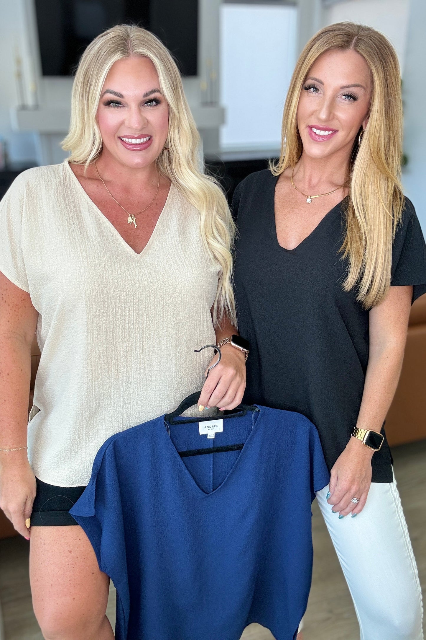 Let Me Be Your Wings V-Neck Top in Navy (Copy)