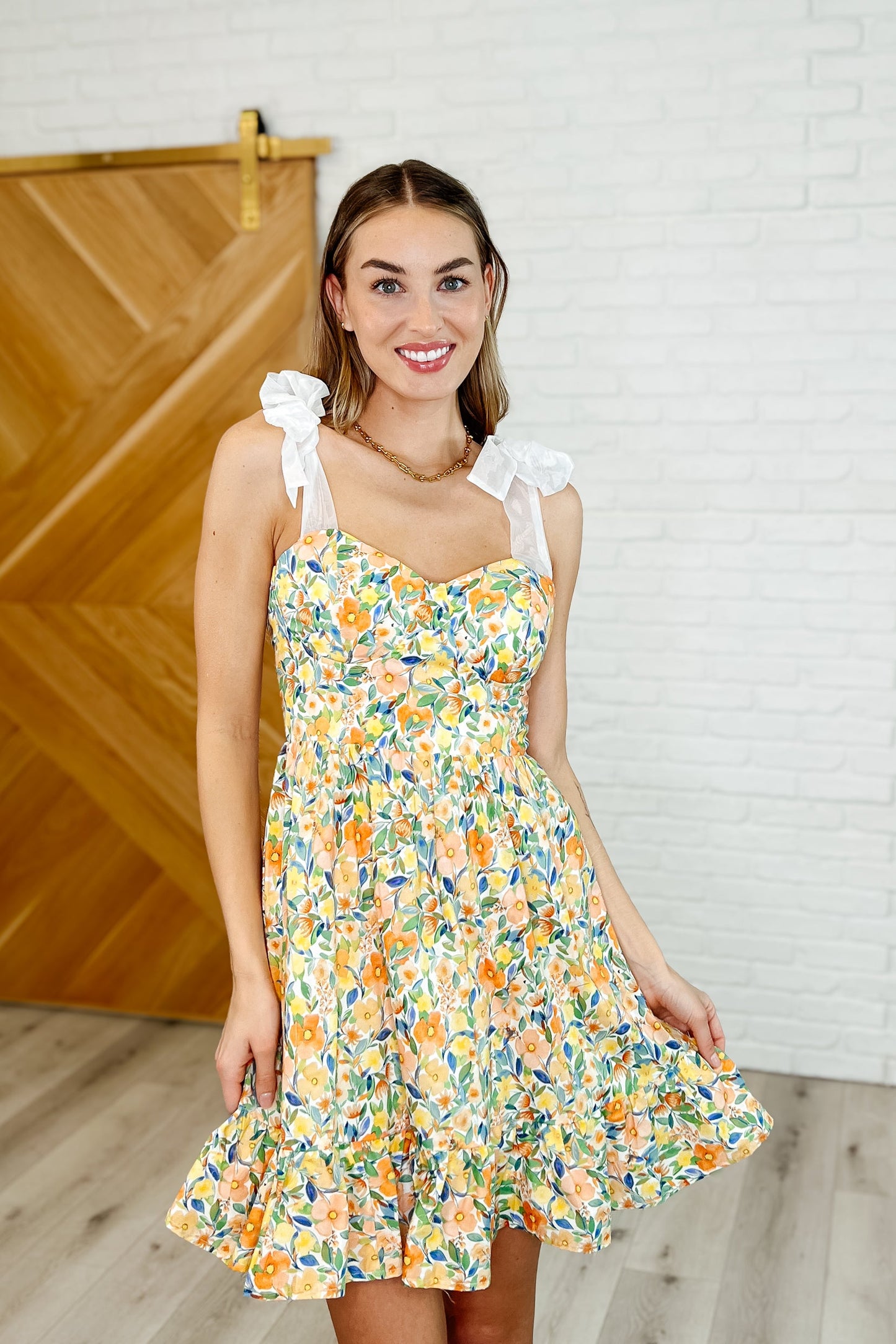 Miss Frills A Lot Flare Mini Dress in Orange