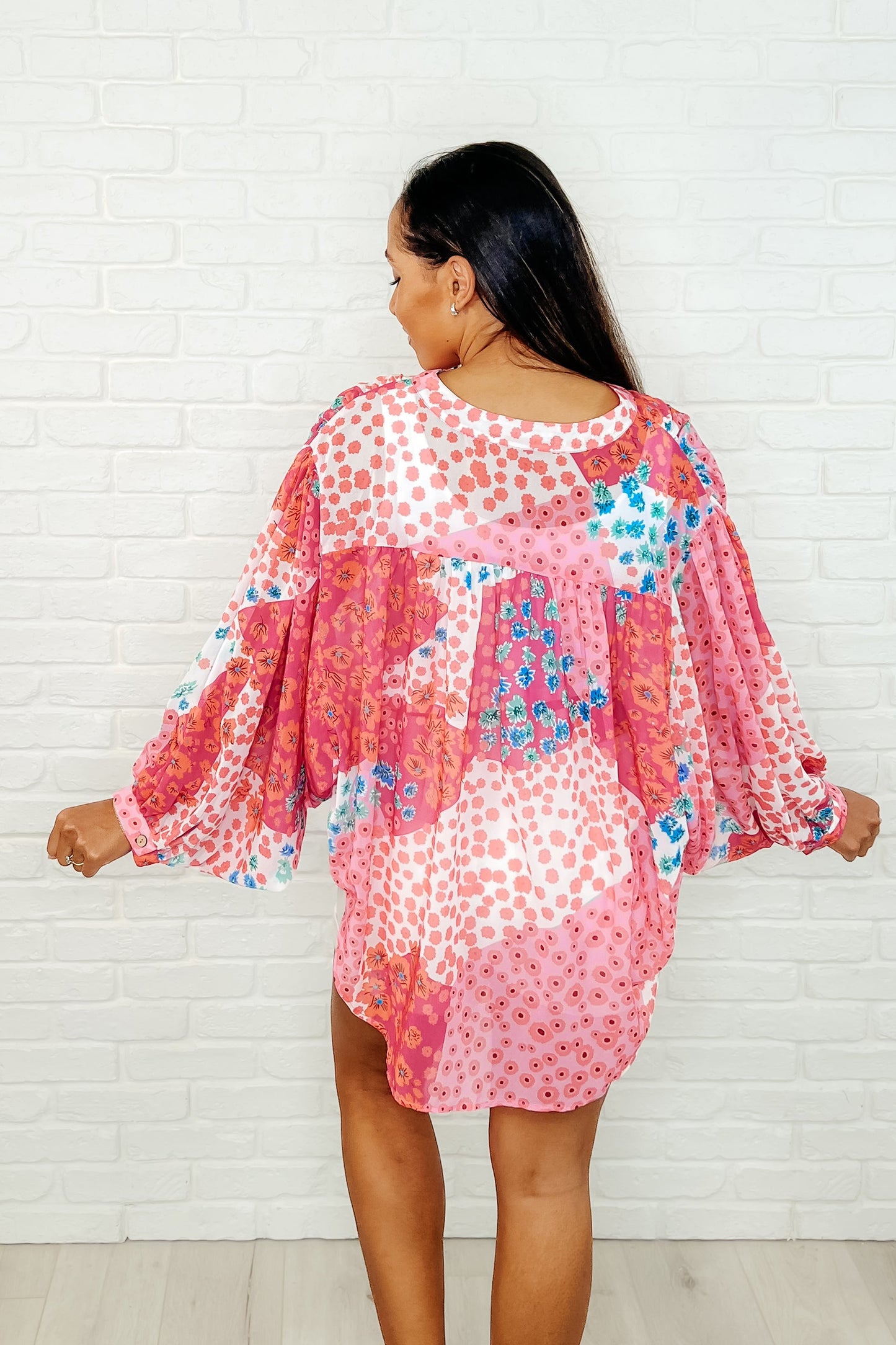 No Hesitation Mixed Print Blouse