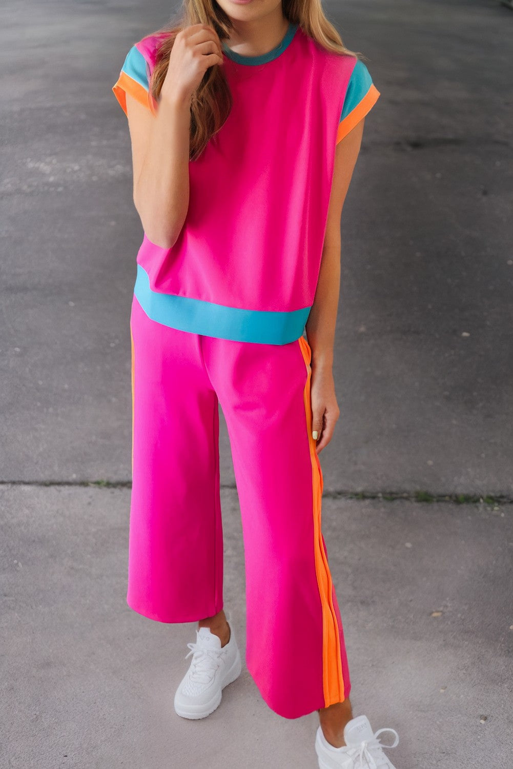 Strawberry Pink Casual Two-piece Outfit