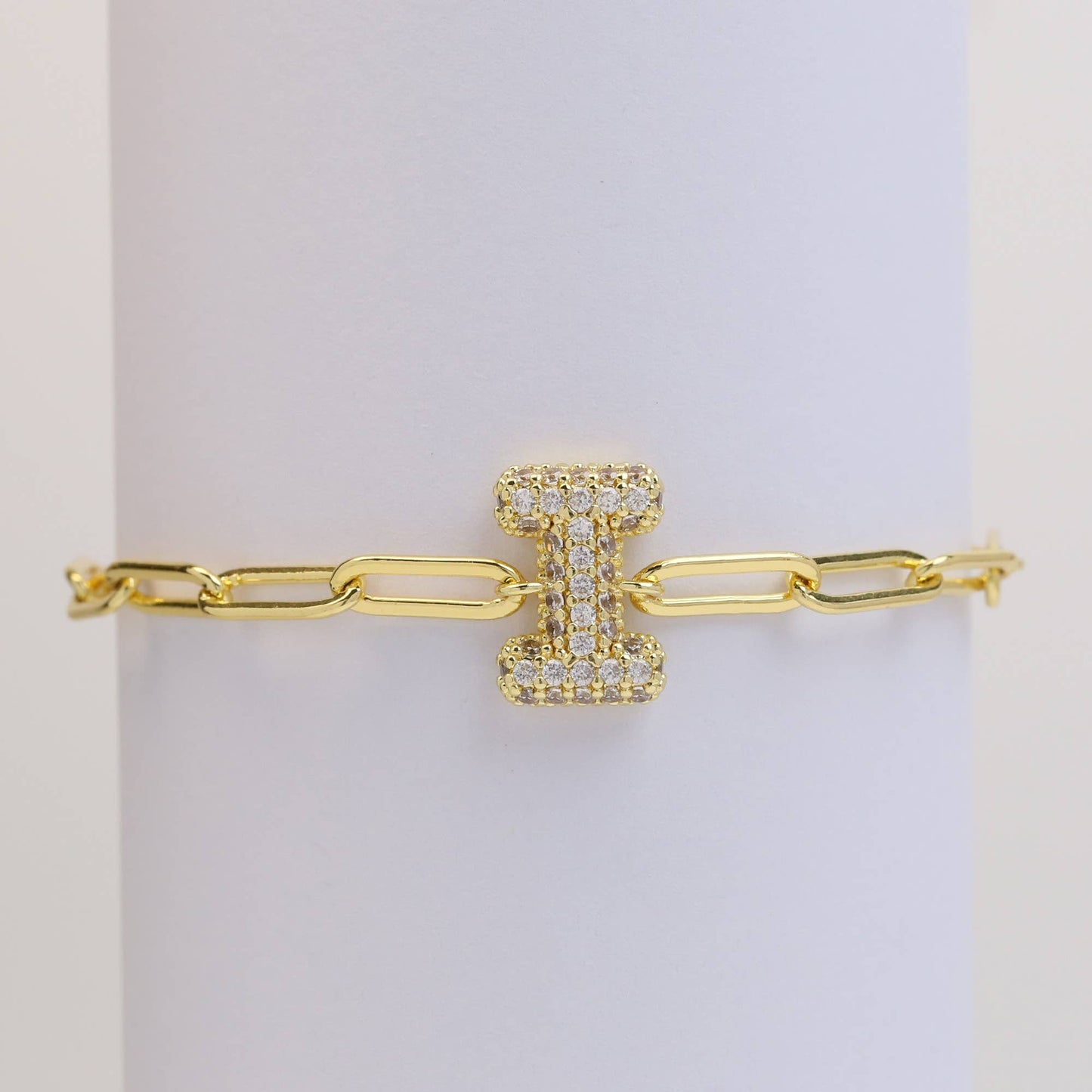 CZ Initial Bubble Balloon Bracelet Gold Filled