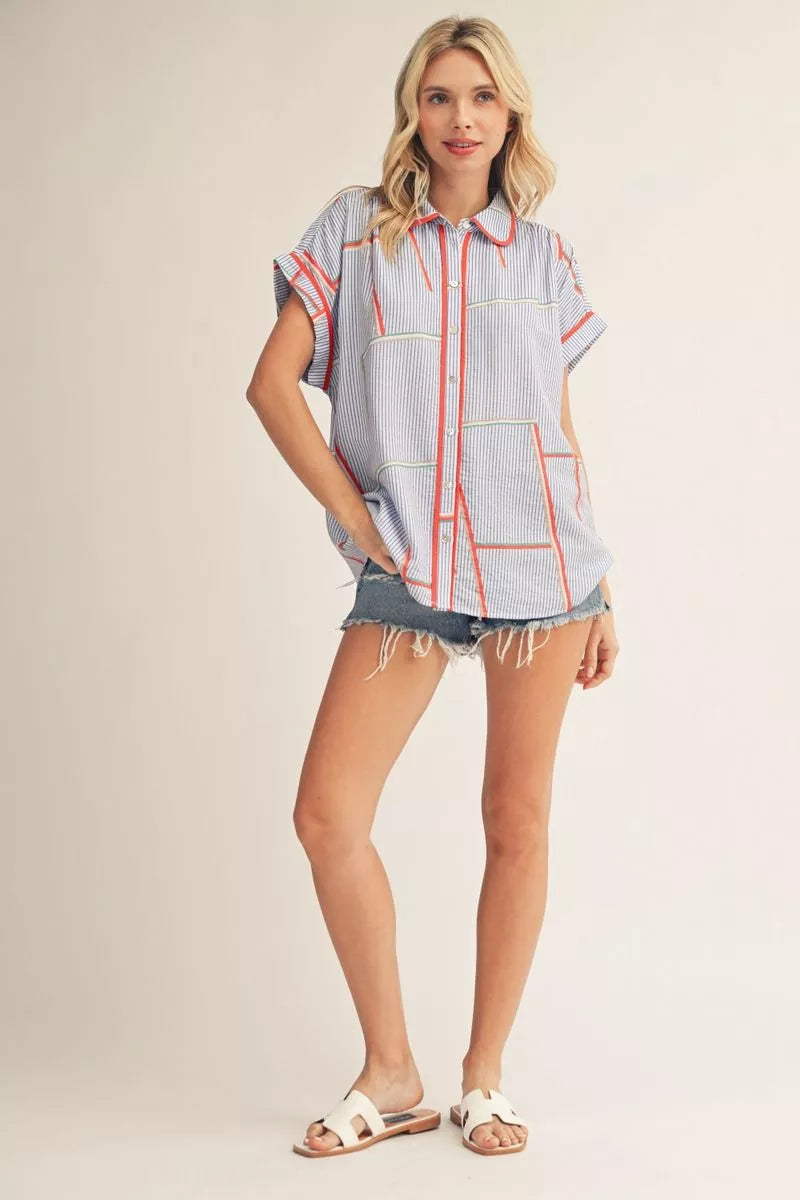Electric Edge Geo Button-Up Top