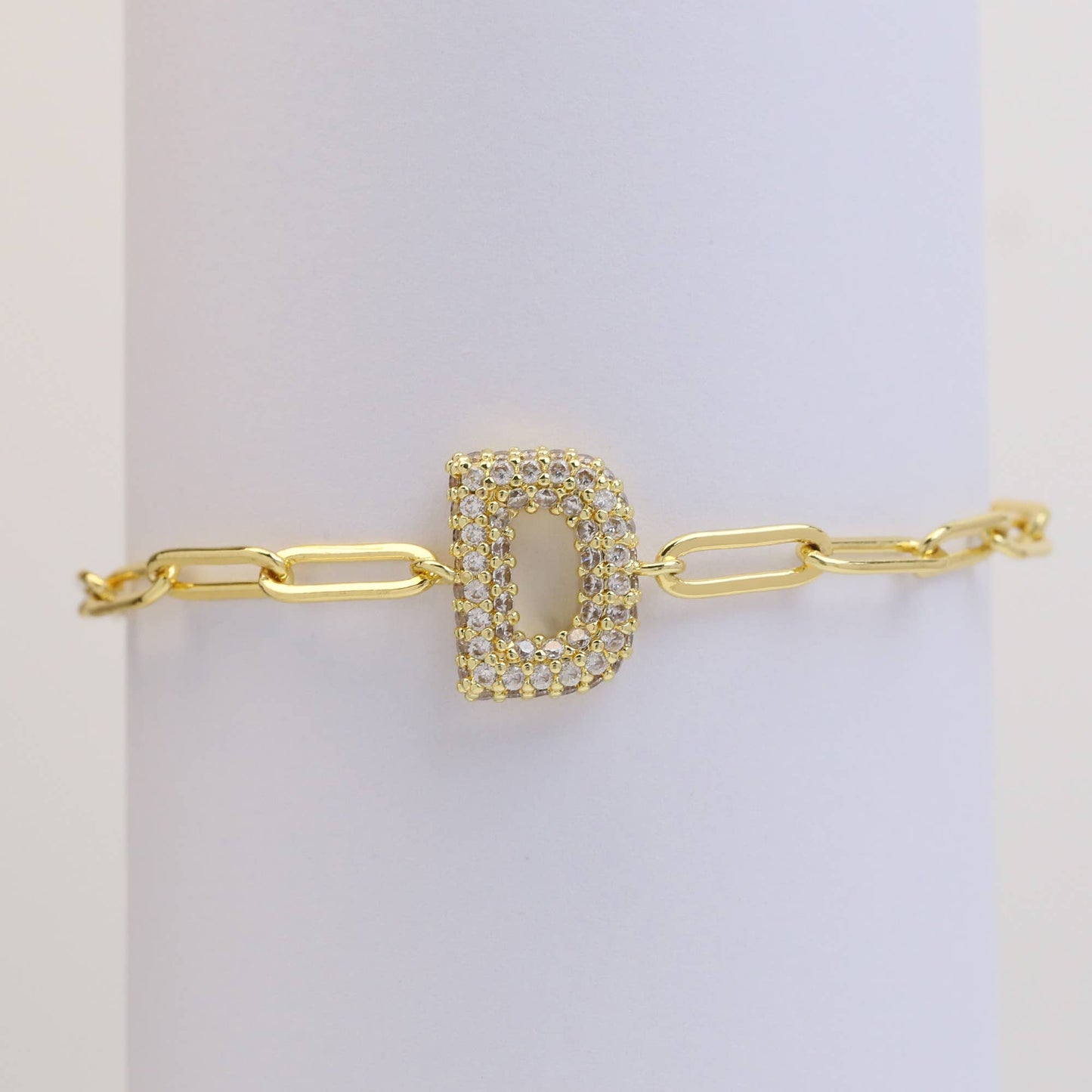 CZ Initial Bubble Balloon Bracelet Gold Filled
