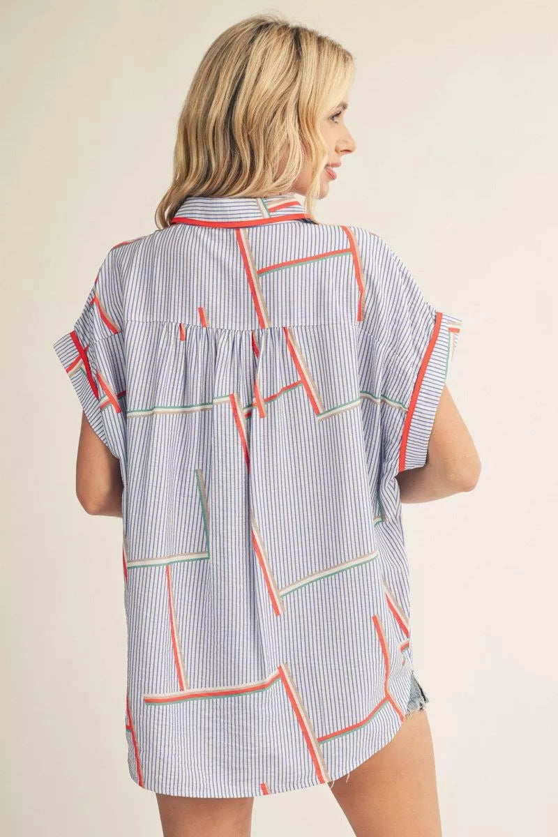 Electric Edge Geo Button-Up Top