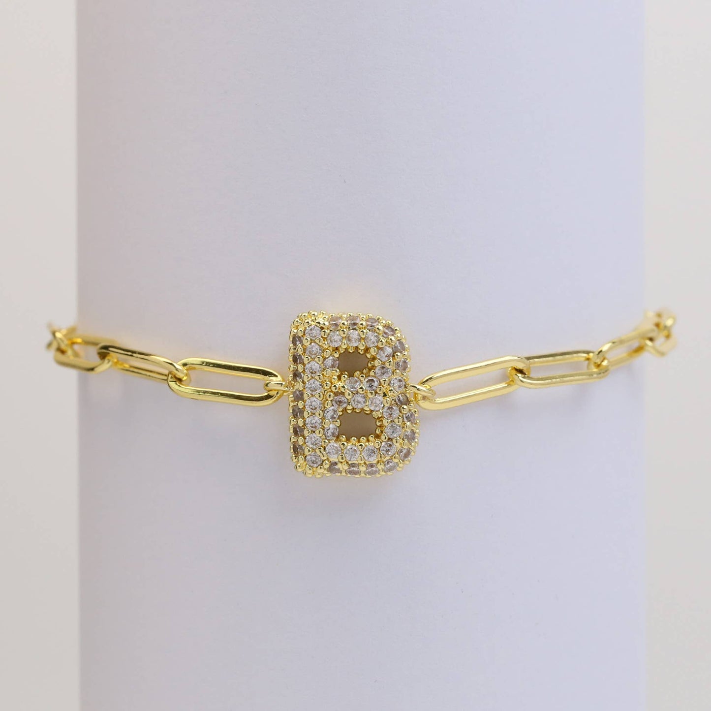 CZ Initial Bubble Balloon Bracelet Gold Filled