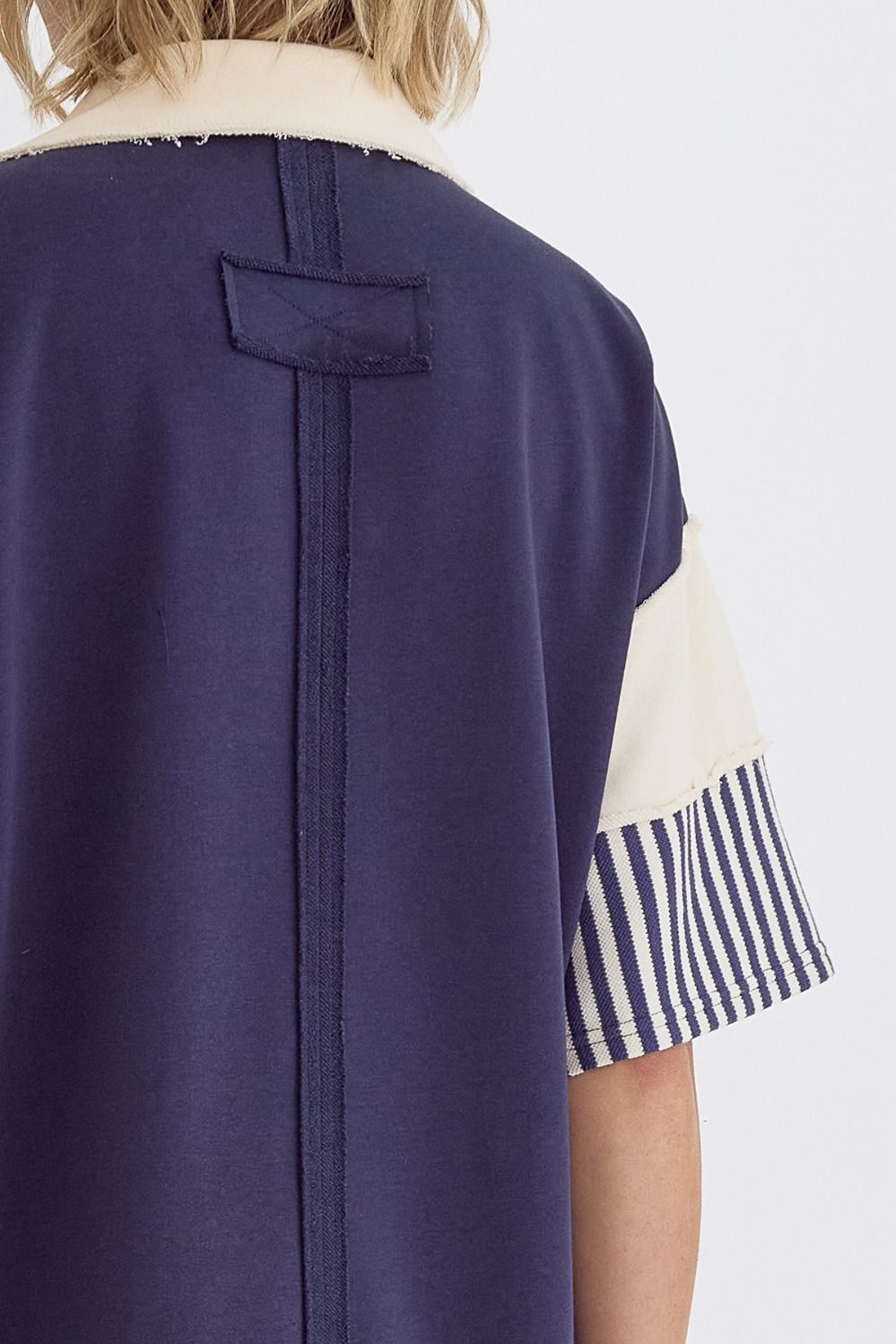 Solid V-Neck Short Sleeve Collared Mini Dress