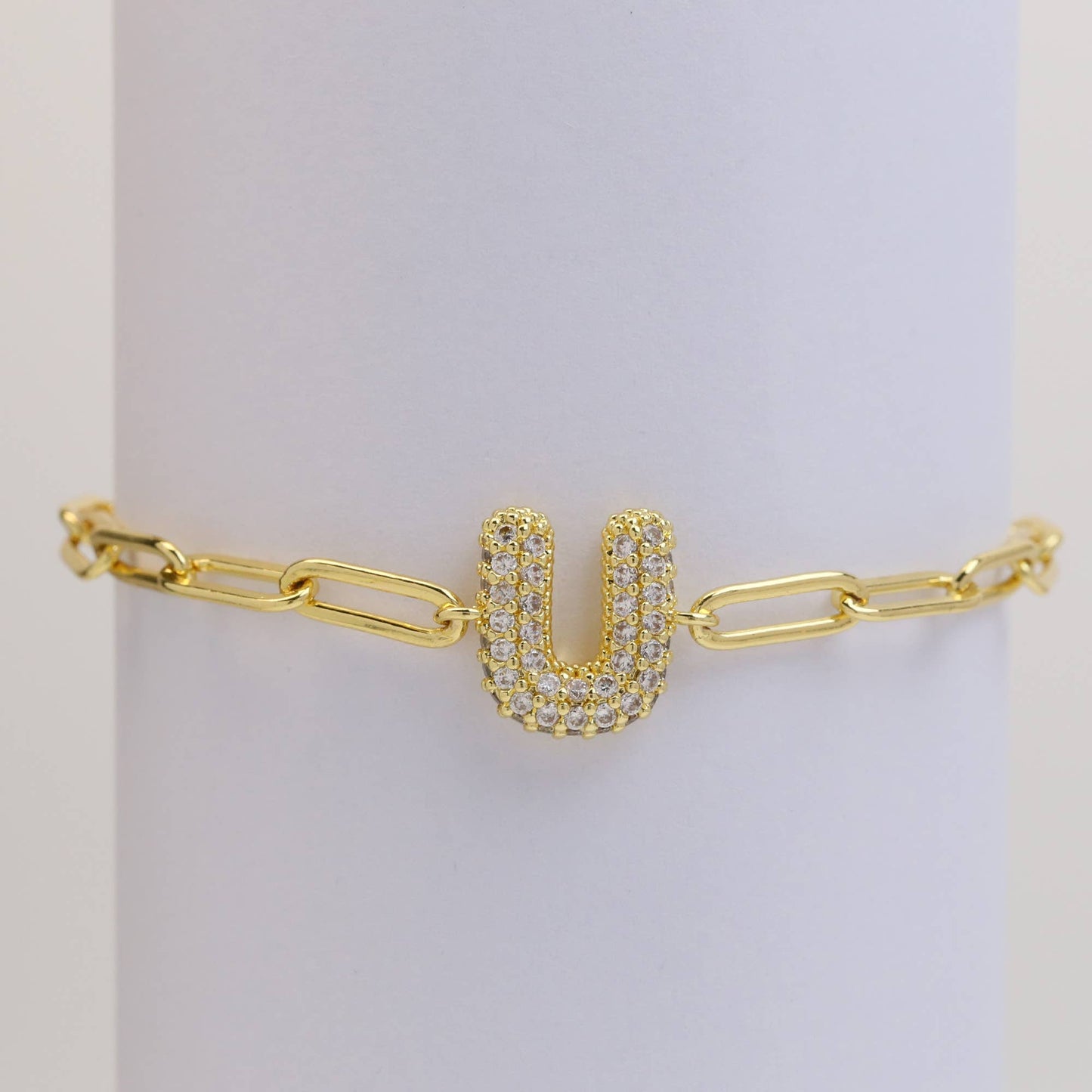 CZ Initial Bubble Balloon Bracelet Gold Filled