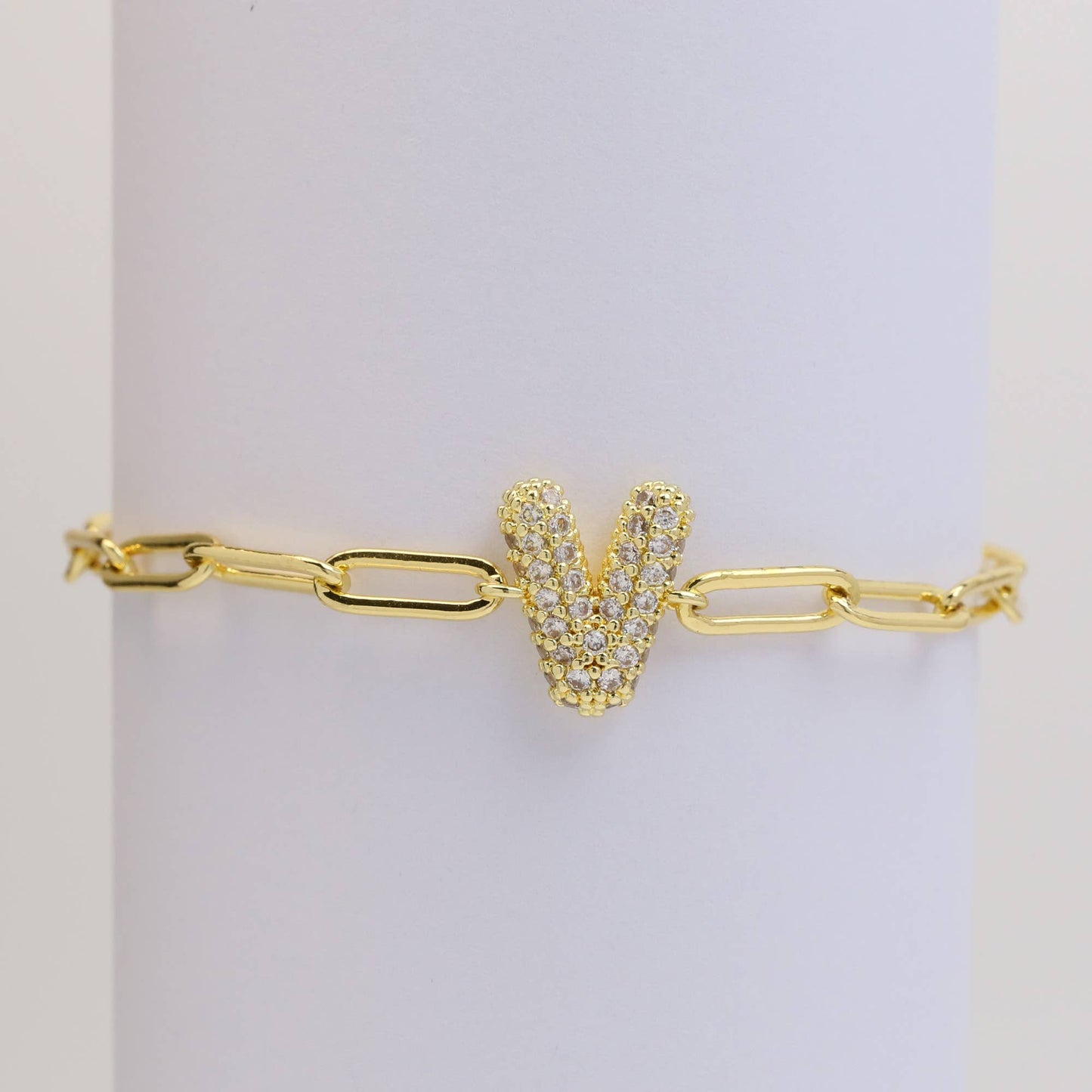 CZ Initial Bubble Balloon Bracelet Gold Filled