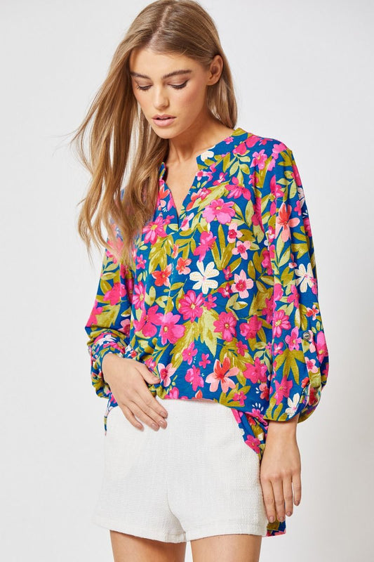 Lizzy Top in Blue Multi Color Top