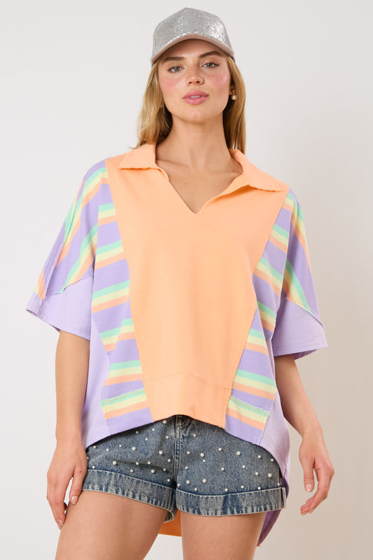 Stripe Short Sleeve Top