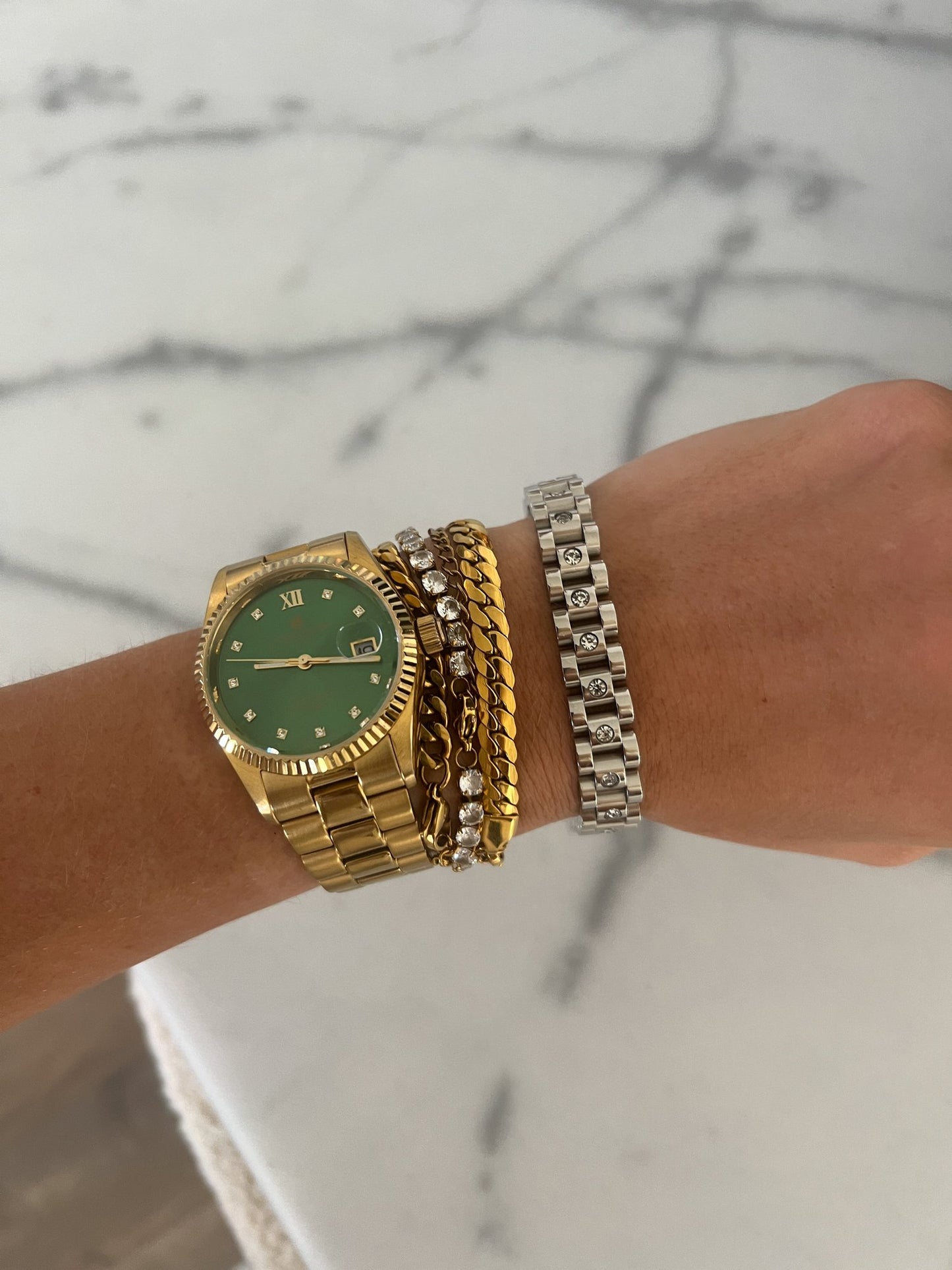 ChanSutt Pearl SILVER DIAMOND WATCH BAND BRACELET