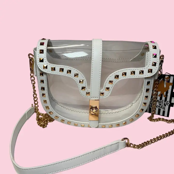 White and Gold Clear Crossbody Bag